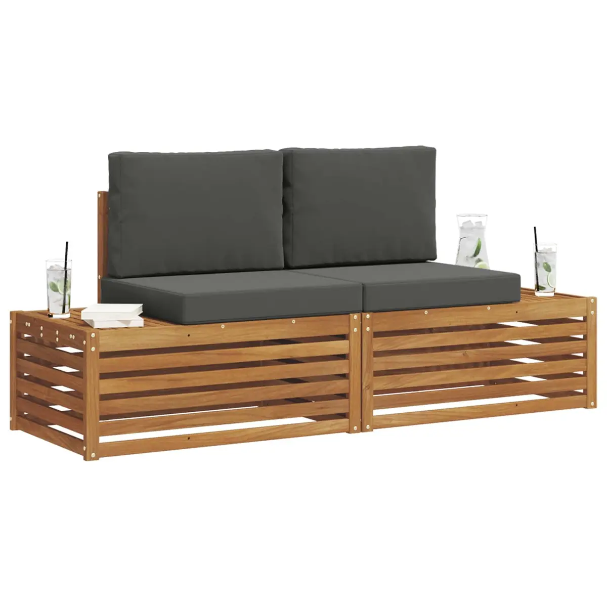 Outdoor Sectional Sofa Set 2 Piece Garden Furniture Lounge Seating with Cushions