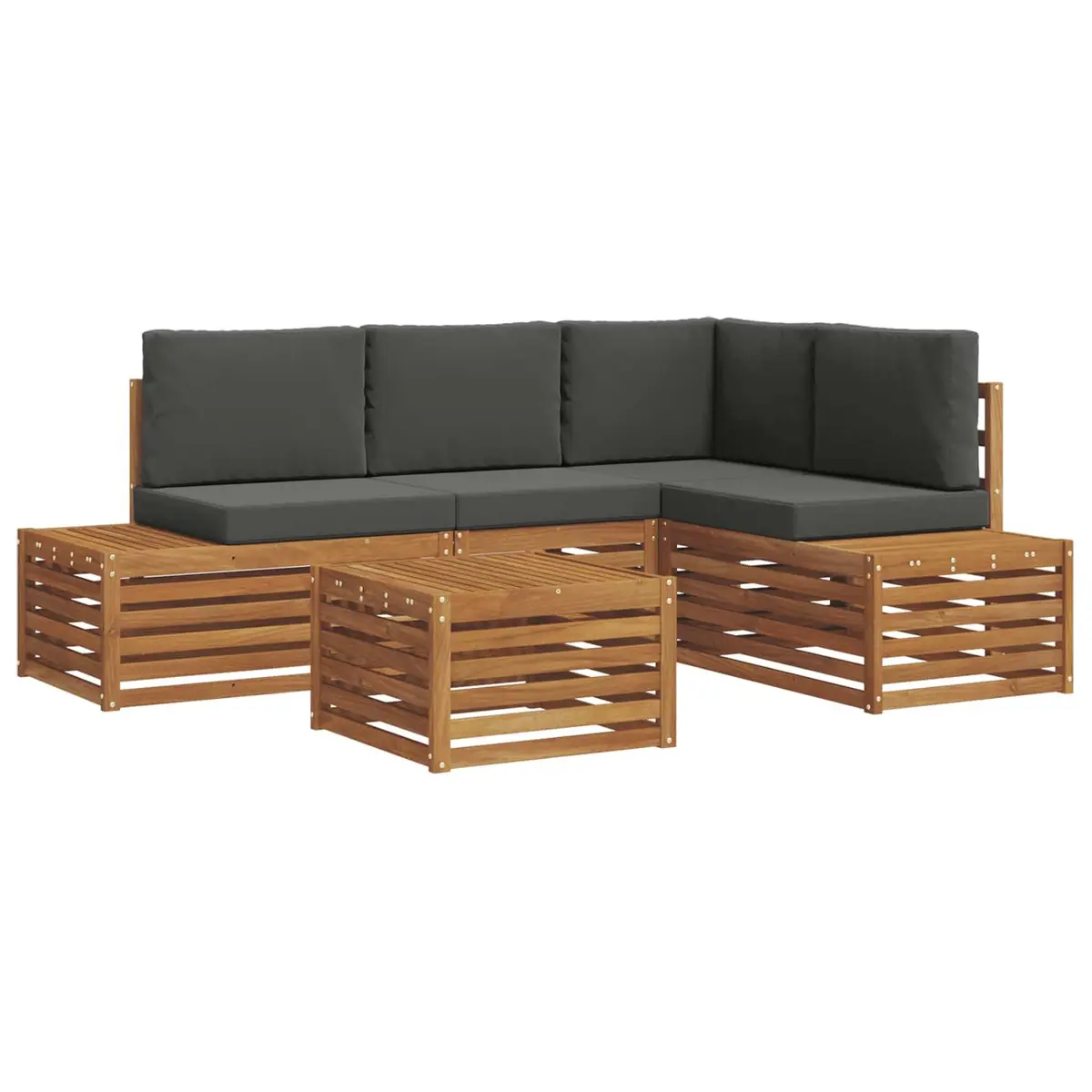 Outdoor Sectional Sofa Set Garden Furniture Modern Design Brown Natural