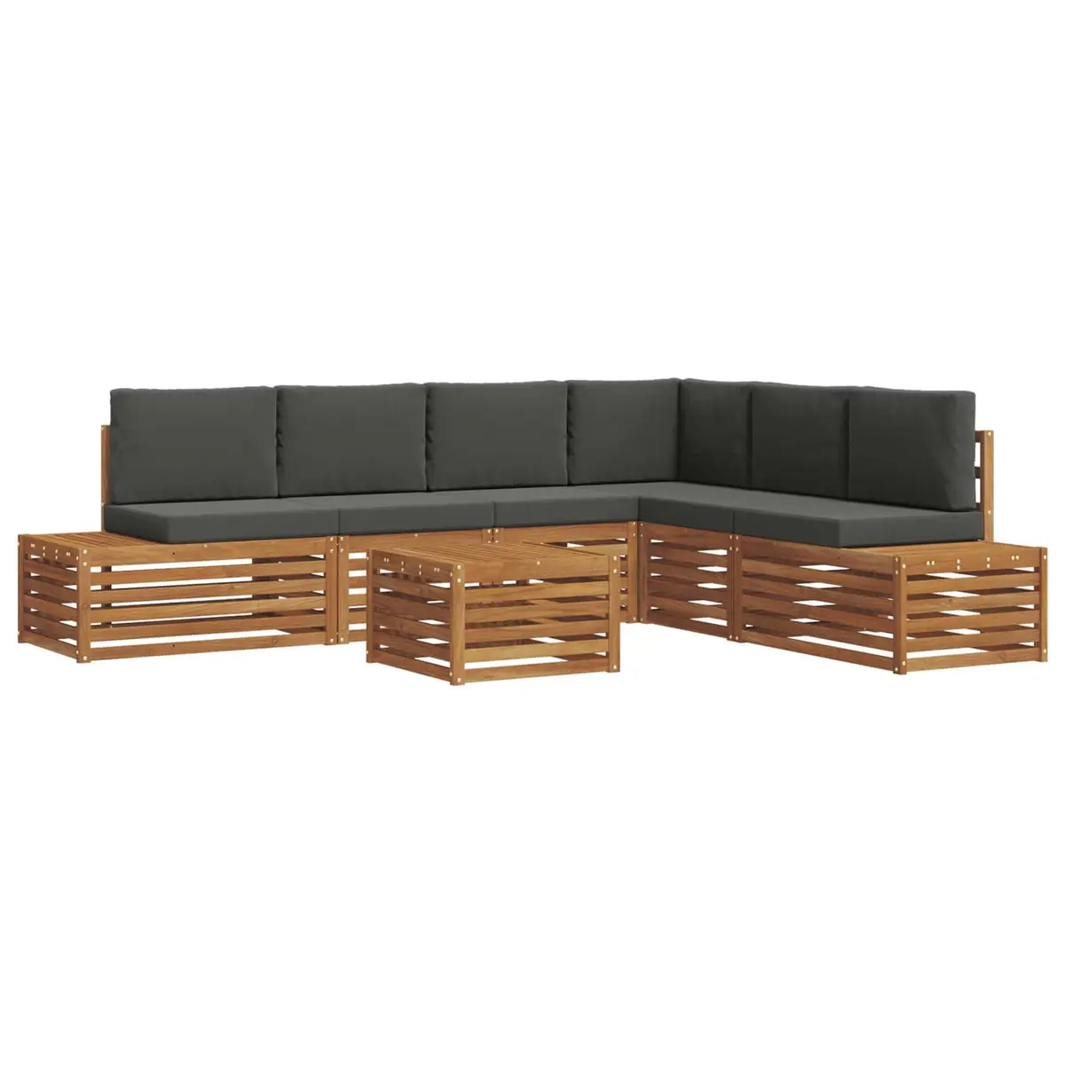 7 Piece Modular Outdoor Sofa Set Garden Patio Furniture Acacia Wood with Cushions