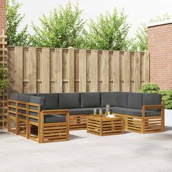 Outdoor Sofa Sets 10 Piece Solid Acacia Wood Garden Furniture Brown Anthracite