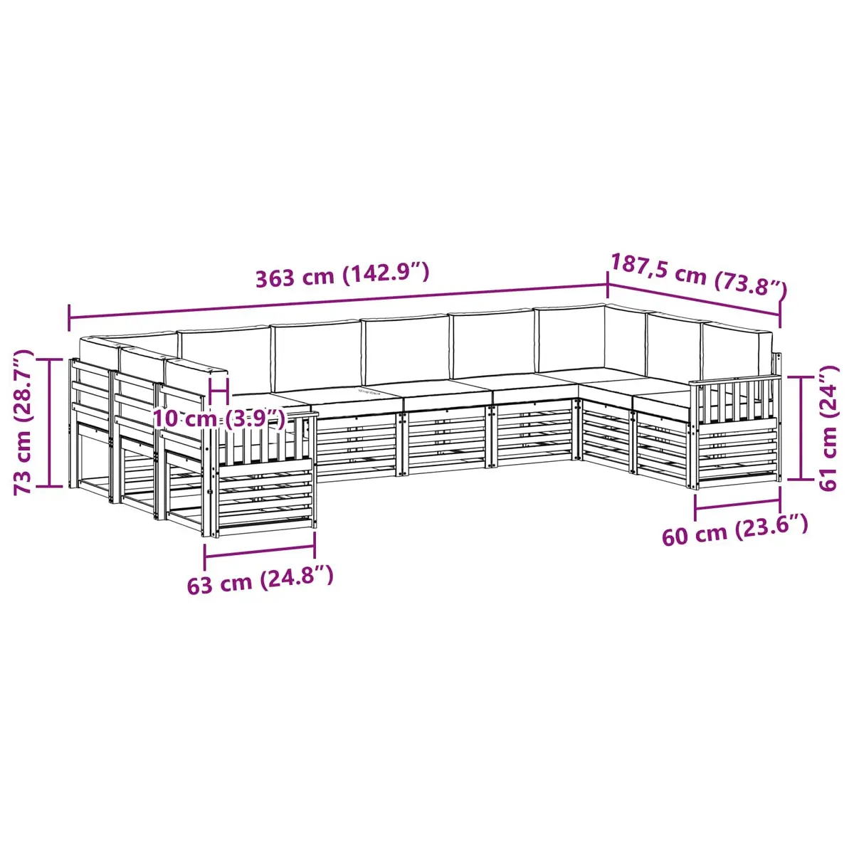 10-Piece Outdoor Sectional Sofa