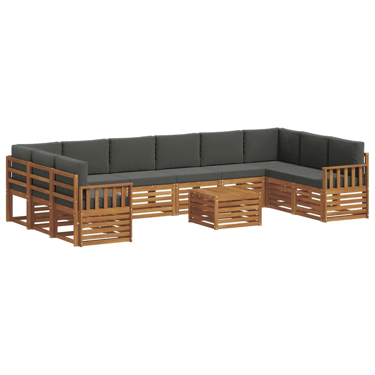 Outdoor Sofa Set 11 Piece Modular Garden Furniture Acacia Wood with Cushions