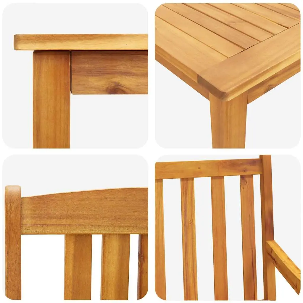 Garden Dining Set 3 Pieces Solid Acacia Wood Brown Outdoor Furniture Table