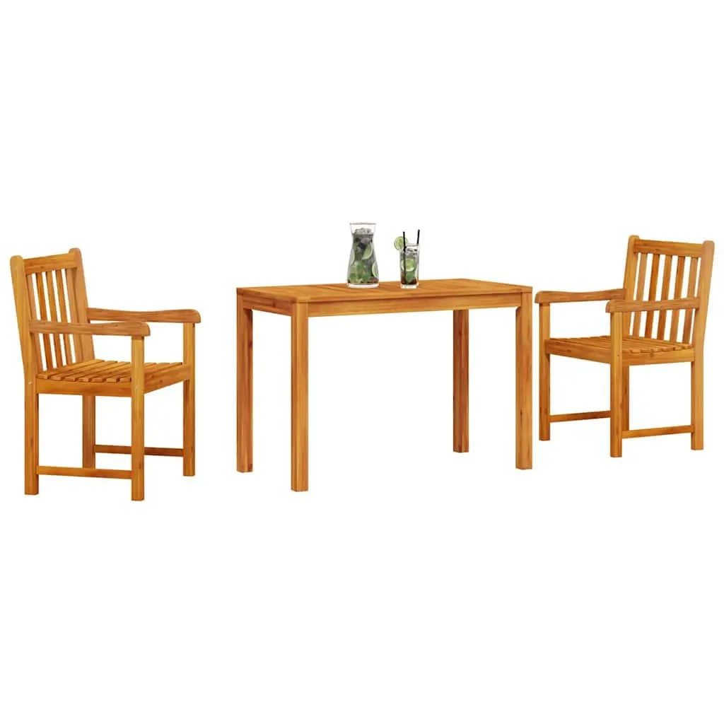Garden Dining Set 3 Pieces Solid Acacia Wood Brown Outdoor Furniture Table