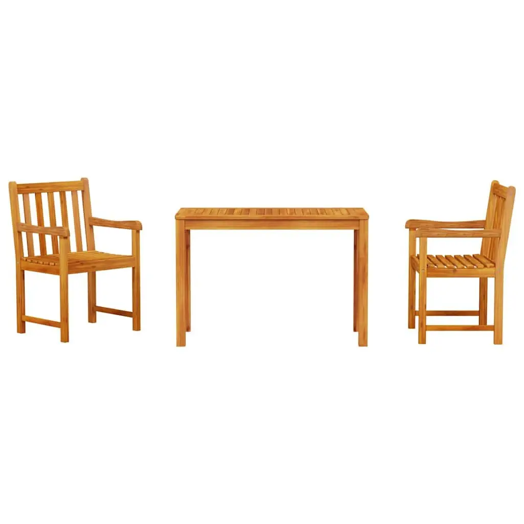 Garden Dining Set 3 Pieces Solid Acacia Wood Brown Outdoor Furniture Table
