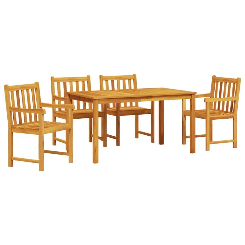 Garden Dining Set 5 Pieces Brown Solid Wood Outdoor Furniture Patio Table Chairs