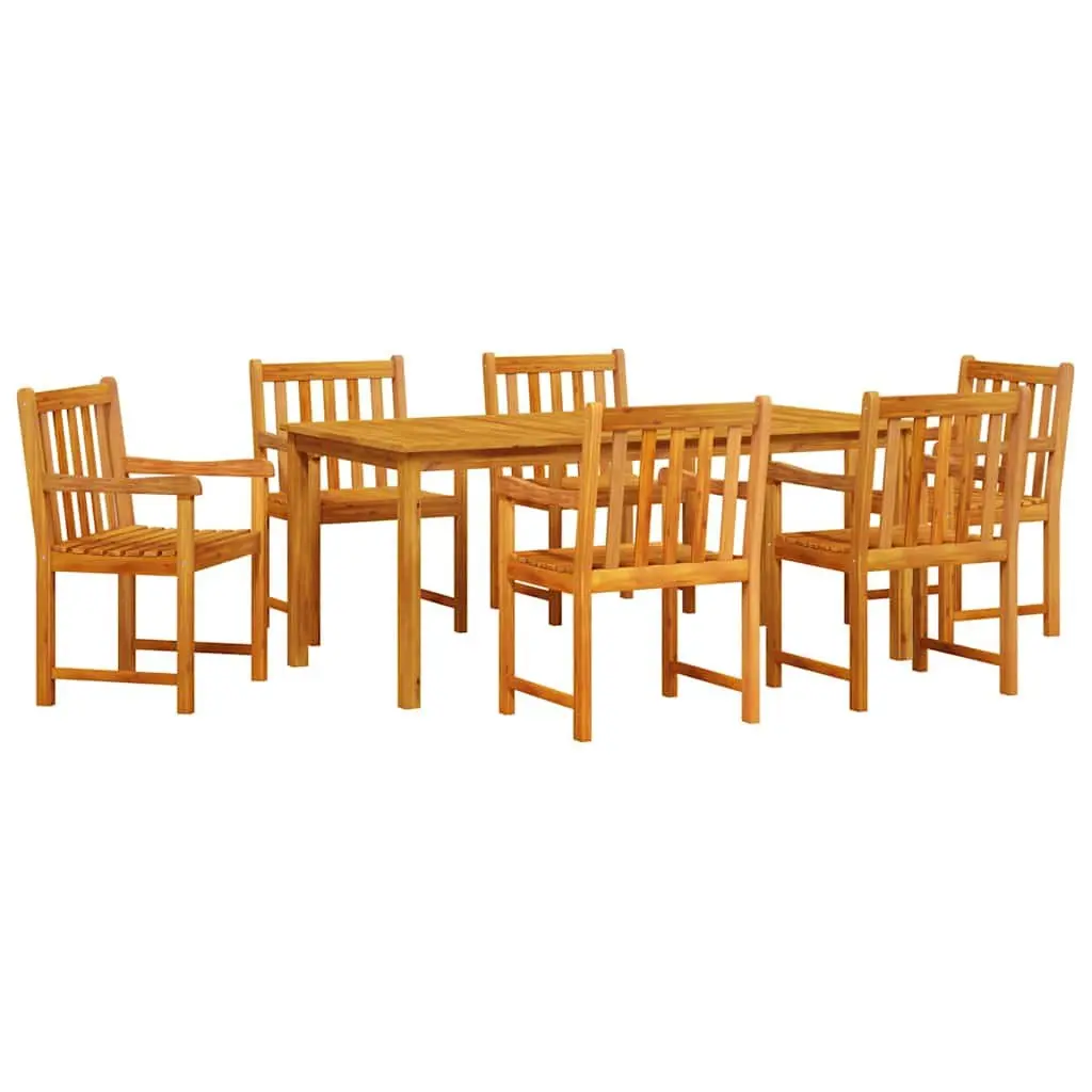 Garden Dining Set Rustic Solid Acacia Wood 7 Piece Outdoor Furniture