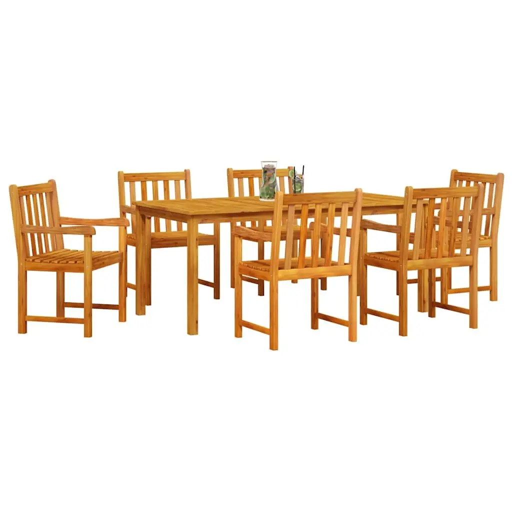 Garden Dining Set Rustic Solid Acacia Wood 7 Piece Outdoor Furniture