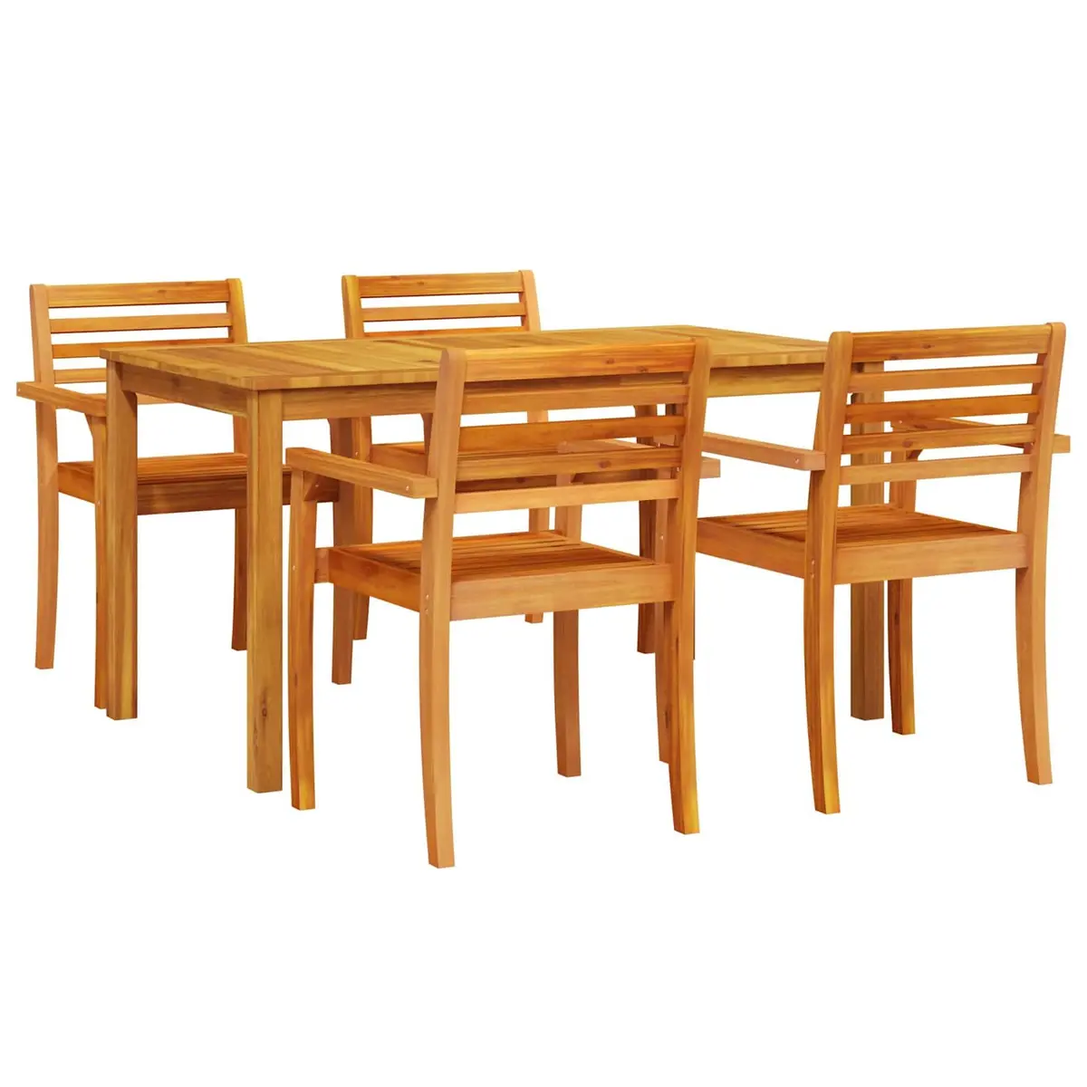 Outdoor Dining Set 5 Piece Rustic Acacia Wood Brown Patio Garden Table Chairs