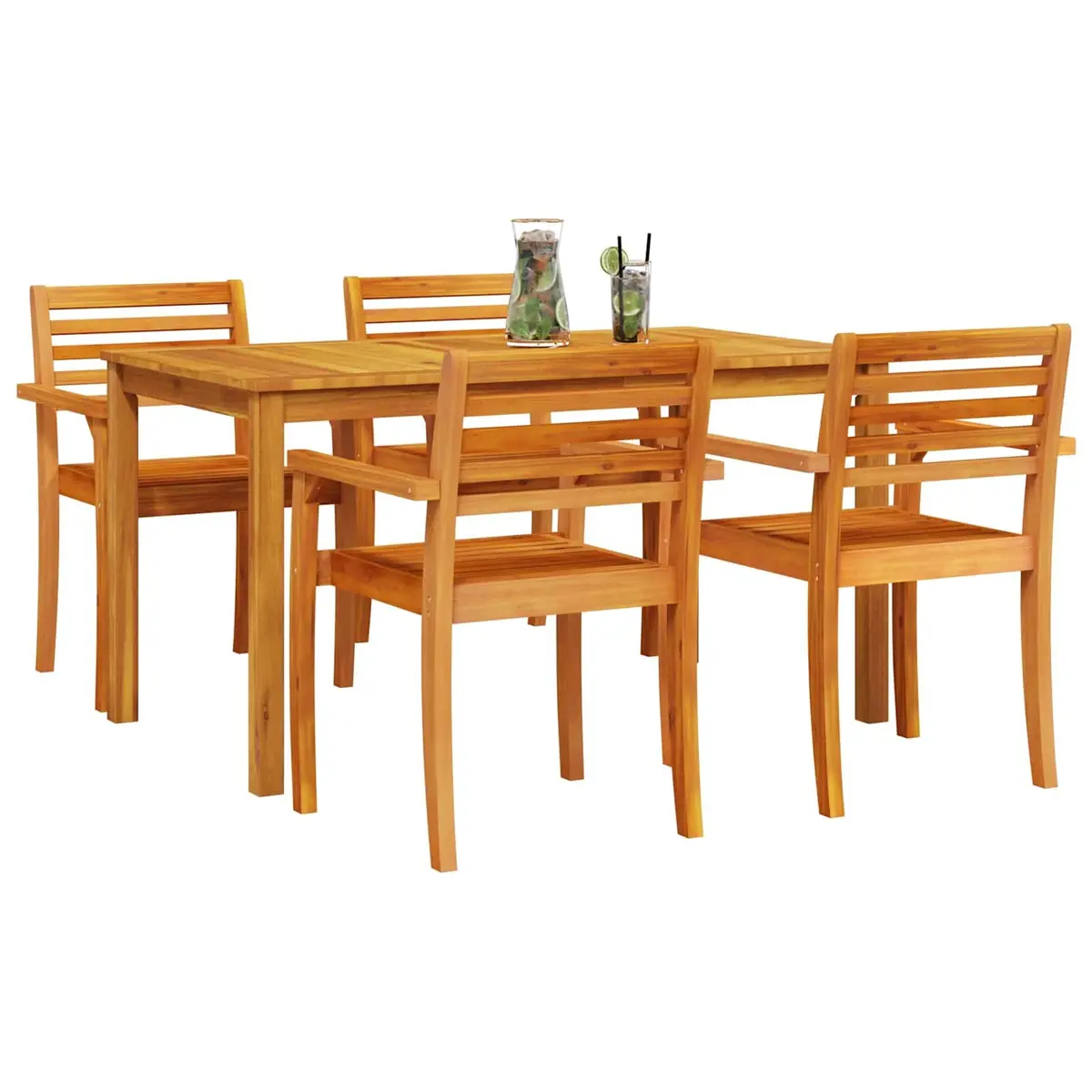 Outdoor Dining Set 5 Piece Rustic Acacia Wood Brown Patio Garden Table Chairs