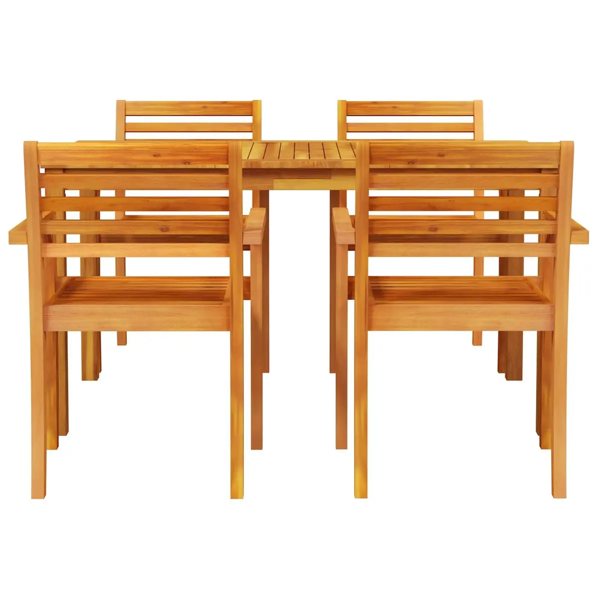 Outdoor Dining Set 5 Piece Rustic Acacia Wood Brown Patio Garden Table Chairs