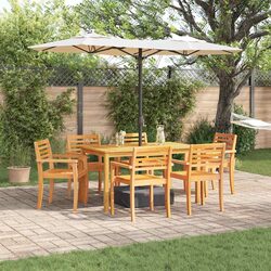 Outdoor Dining Set 7 Piece Brown Acacia Wood Garden Furniture Patio Table Chairs