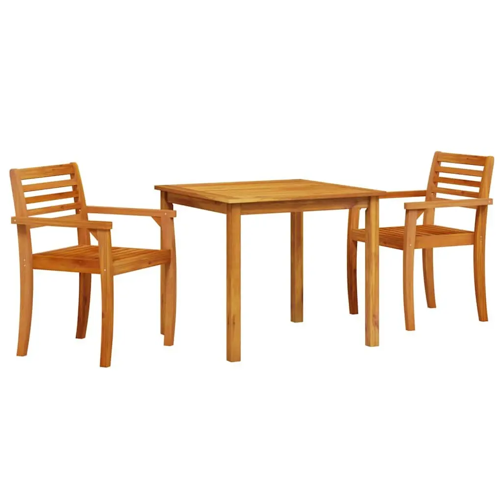 Outdoor Dining Set Rustic Acacia Wood 3 Piece Garden Furniture
