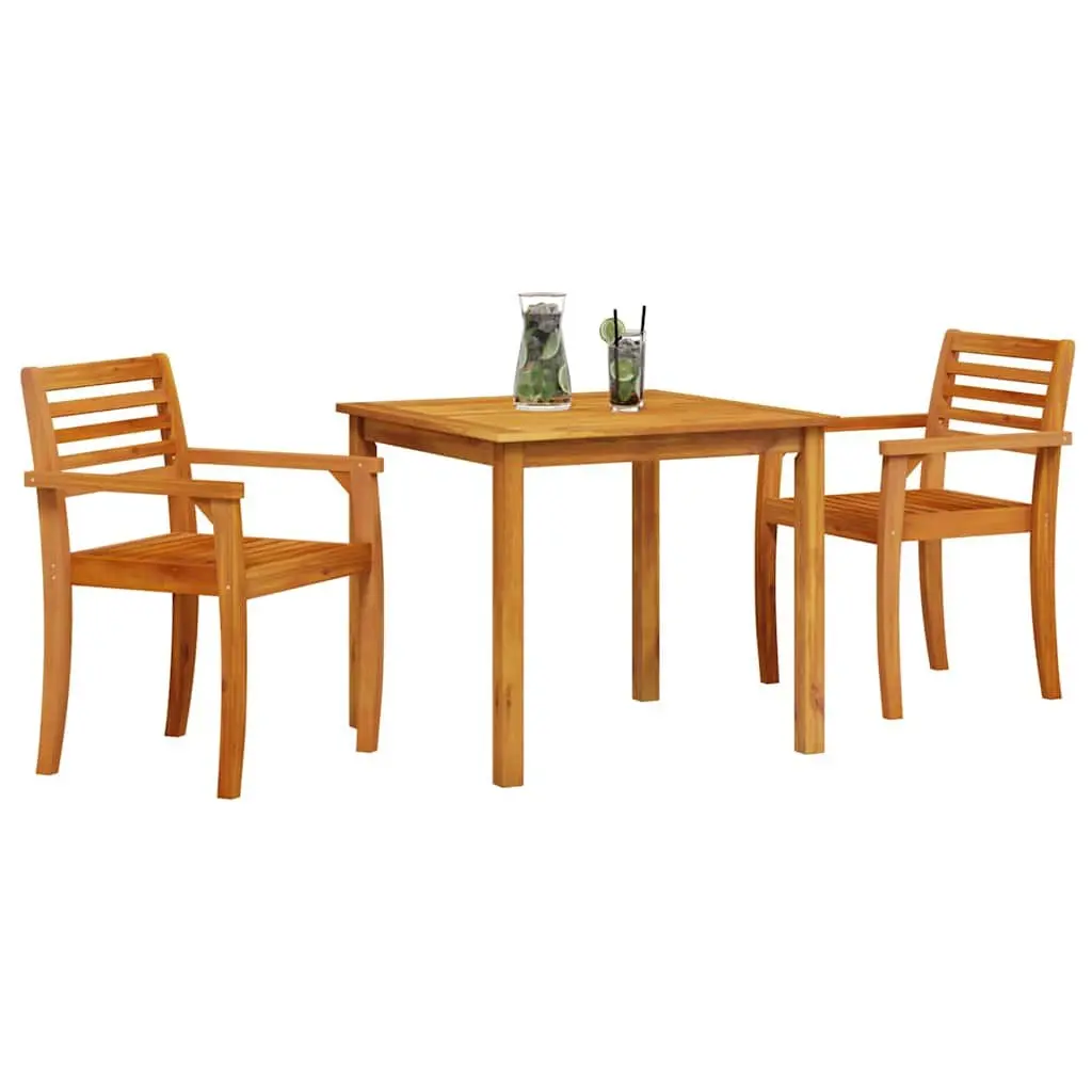 Outdoor Dining Set Rustic Acacia Wood 3 Piece Garden Furniture