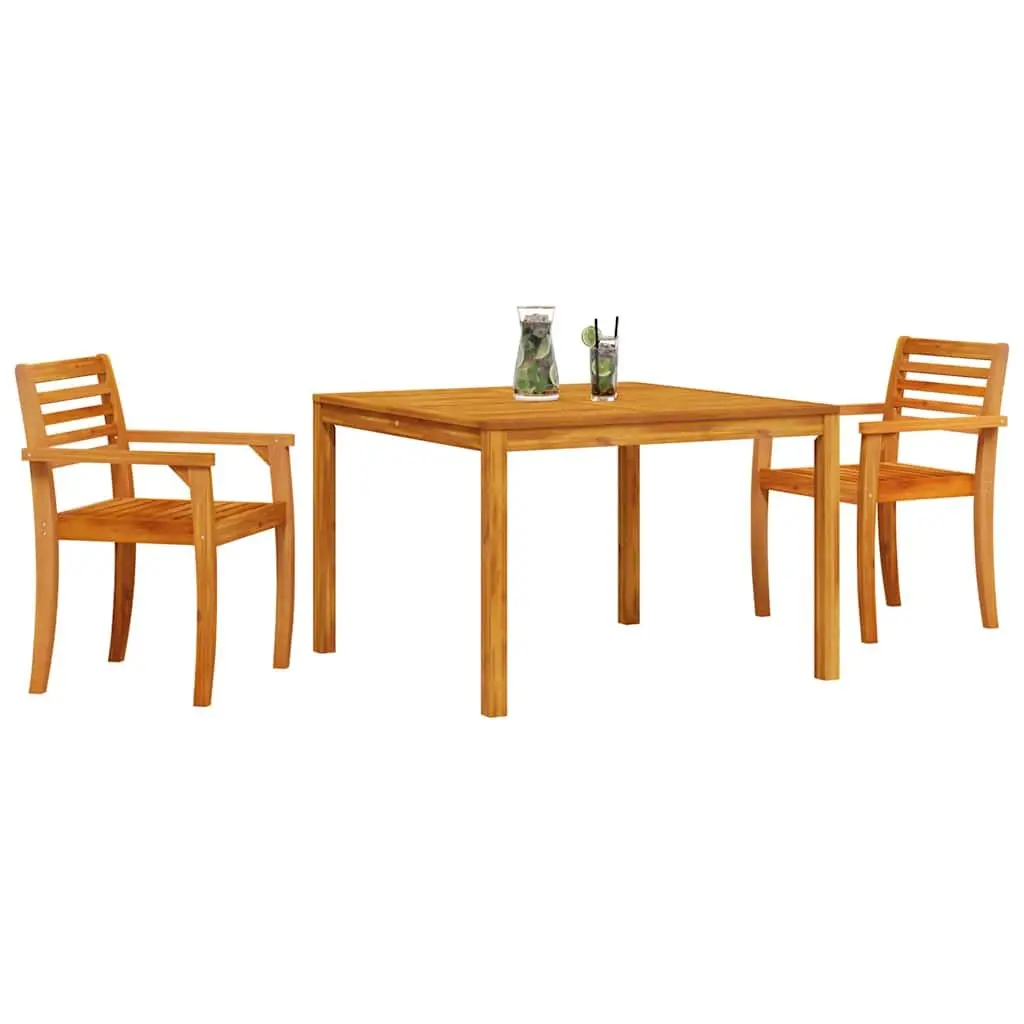 Garden Dining Set 3 Pieces Brown Acacia Wood Outdoor Furniture Patio Table Chair