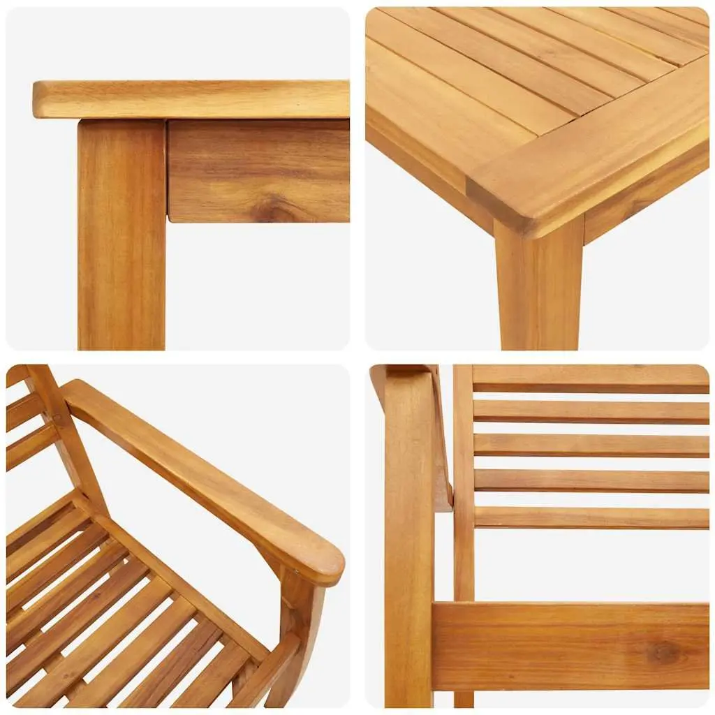 Garden Dining Set 3 Pieces Brown Acacia Wood Outdoor Furniture Patio Table Chair