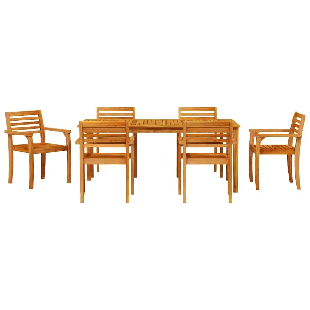 Garden Dining Set Rustic Solid Acacia Wood 7 Piece Outdoor Furniture Patio Table