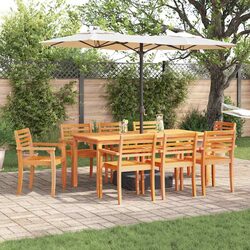 Your 9-Piece Brown Acacia Wood Garden Dining Set Awaits