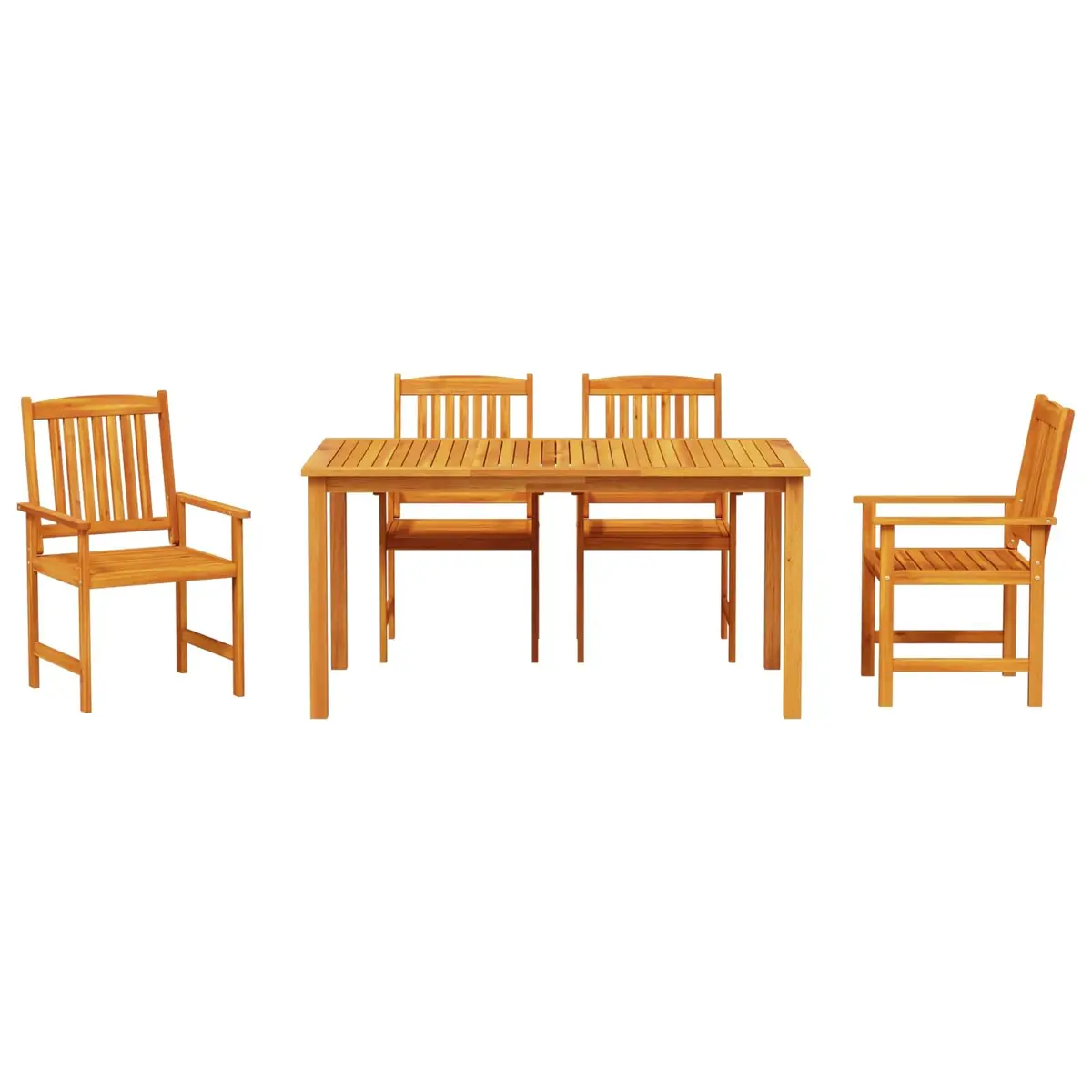 Garden Dining Set Rustic Solid Acacia Wood 5 Piece Outdoor Table Chairs
