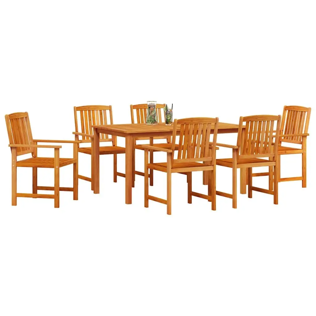 Garden Dining Set Rustic 7 Piece Outdoor Furniture Brown Acacia Wood Table Chairs