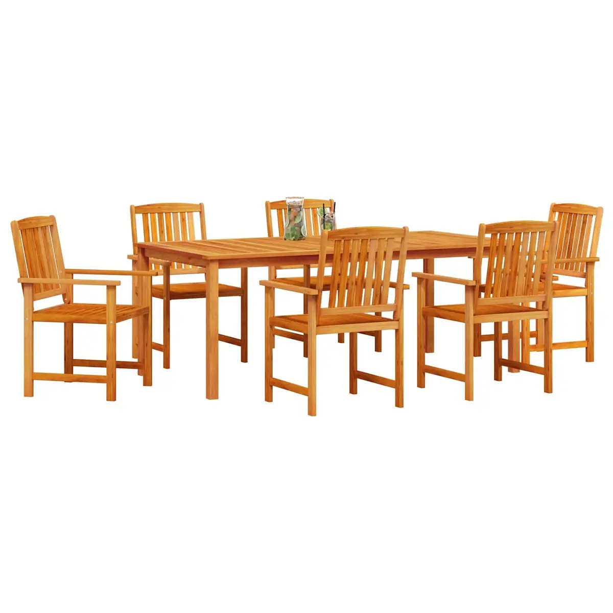 Outdoor Dining Set 7 Piece Solid Acacia Wood Brown Garden Furniture