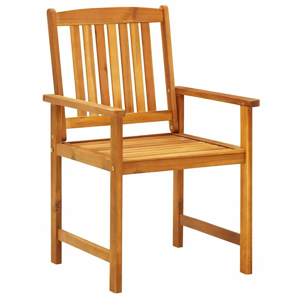 3 Piece Outdoor Dining Set Solid Acacia Wood Brown Furniture Table and Chairs