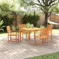 Garden Dining Set 5 Pieces Brown Solid Acacia Wood Outdoor Furniture Table