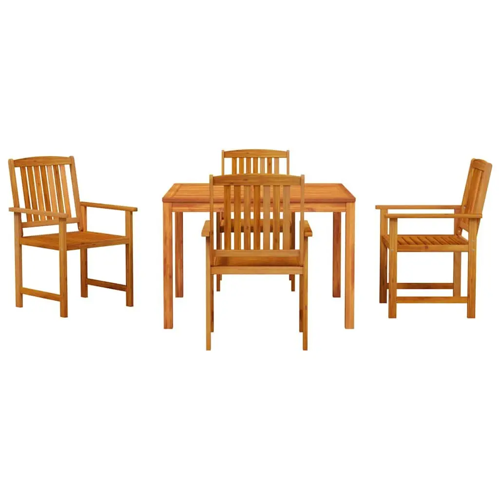 Garden Dining Set 5 Pieces Brown Solid Acacia Wood Outdoor Furniture Table