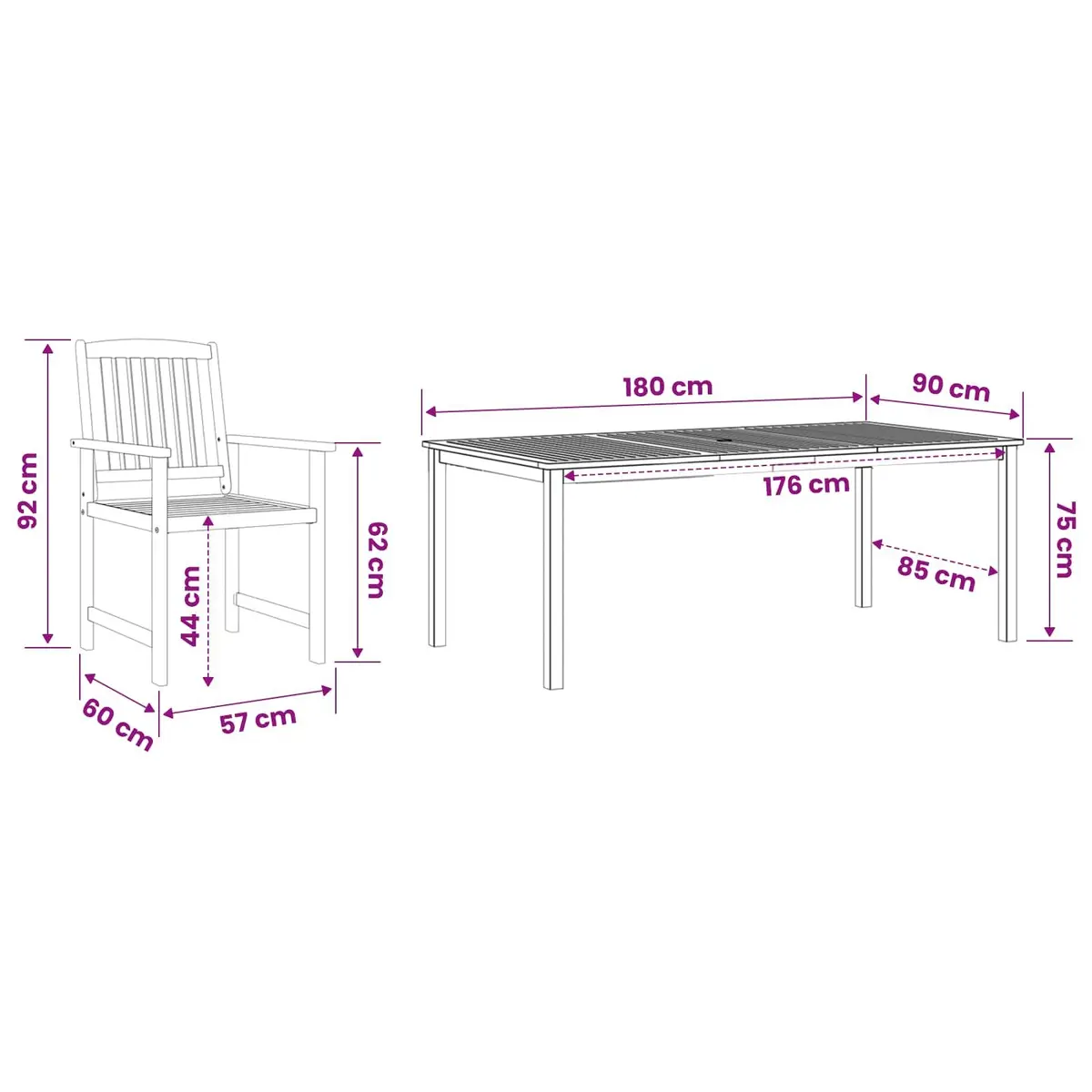 7pc Acacia Wood Garden Dining Set