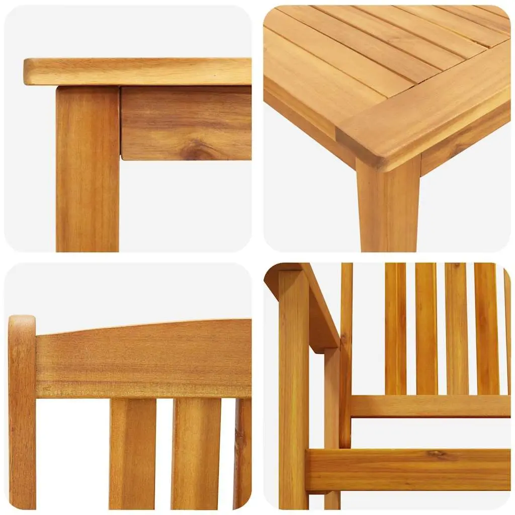 Garden Dining Set 9 Piece Outdoor Furniture Brown Solid Acacia Wood Patio