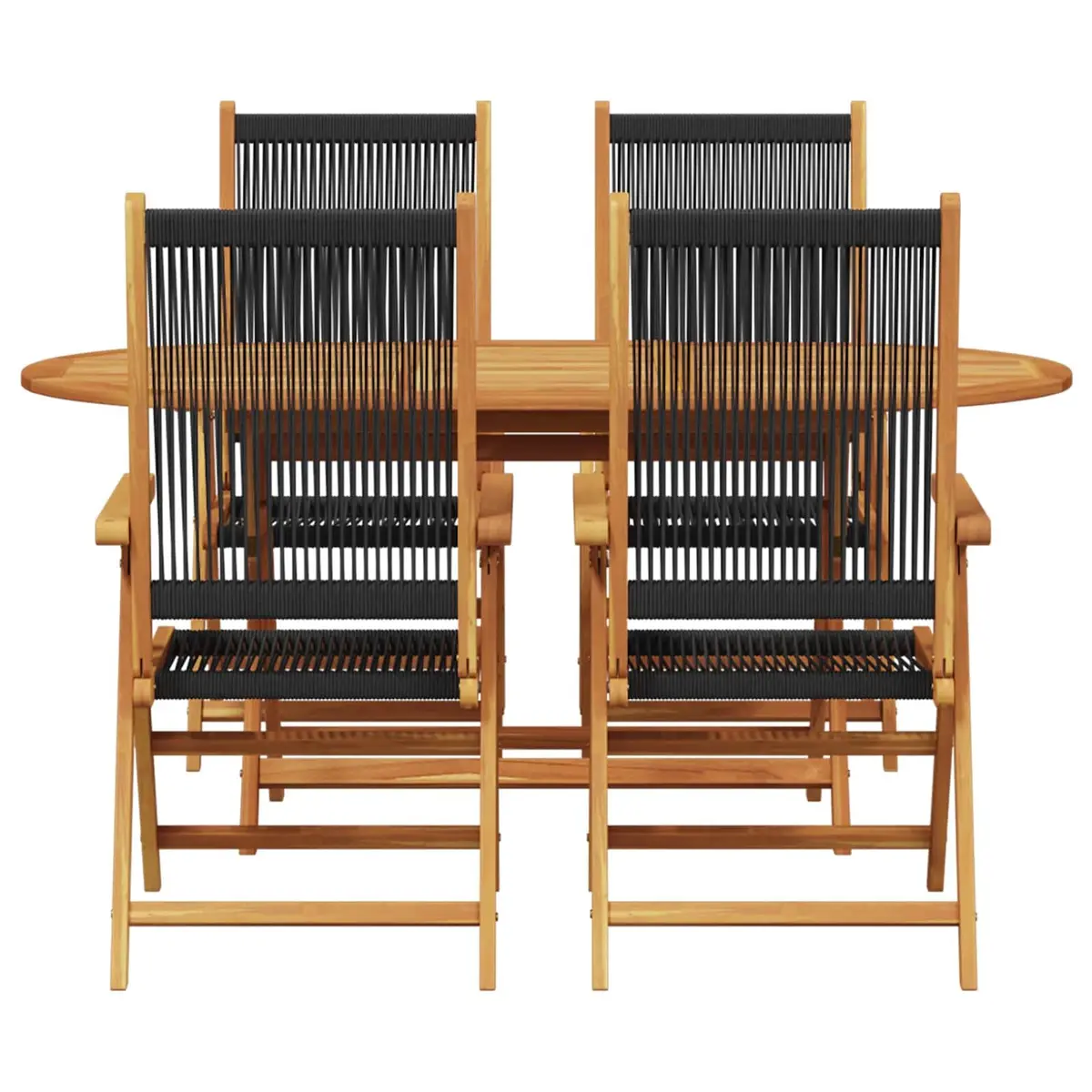 Folding Garden Dining Set Black Acacia Wood 5 Piece