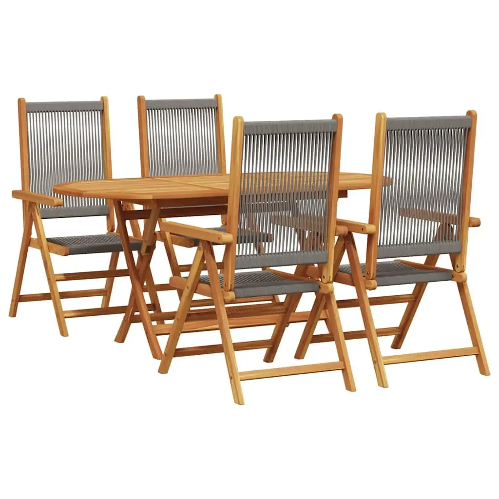 Garden Dining Set 5 Piece Folding Outdoor Patio Furniture Table Chairs Grey