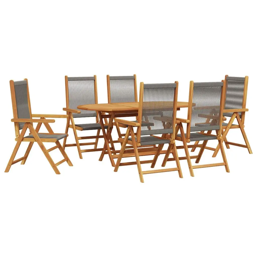 Garden Dining Set Folding 7 Piece Outdoor Furniture Acacia Wood Patio Grey