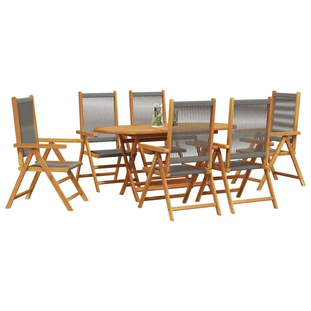 Garden Dining Set Folding 7 Piece Outdoor Furniture Acacia Wood Patio Grey