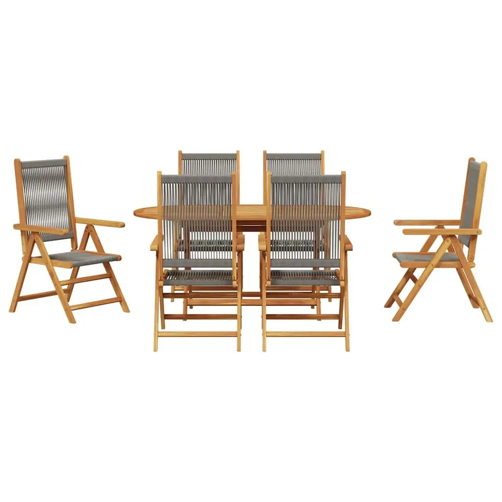 Garden Dining Set Folding 7 Piece Outdoor Furniture Acacia Wood Patio Grey