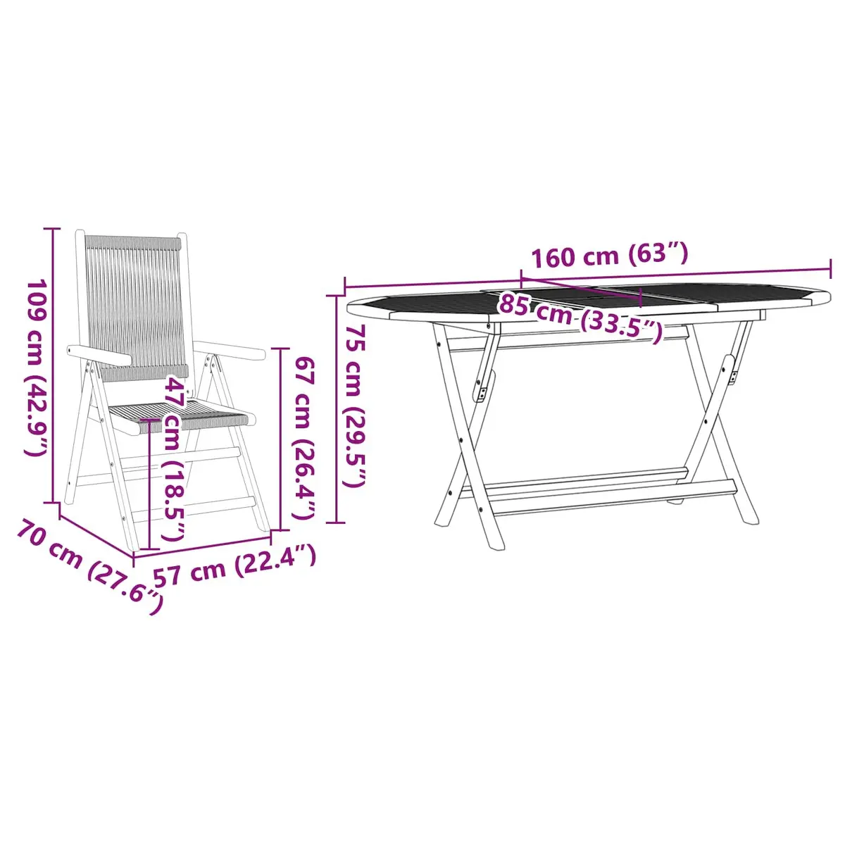 Garden Dining Set Folding 5-Piece Outdoor Furniture