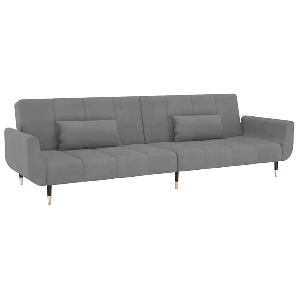 2-Seater Sofa Bed Convertible Lounge Sleeper with Adjustable Backrest Grey