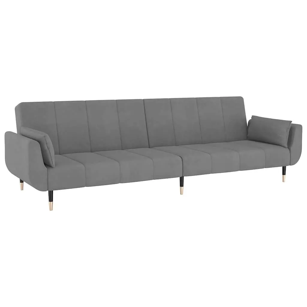 2-Seater Sofa Bed Convertible Lounge Sleeper with Adjustable Backrest Grey