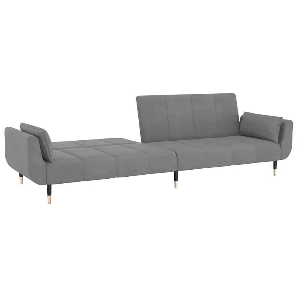 2-Seater Sofa Bed Convertible Lounge Sleeper with Adjustable Backrest Grey