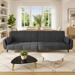 Inviting Grey Velvet 2-Seater Sofa Bed with Cushions for You