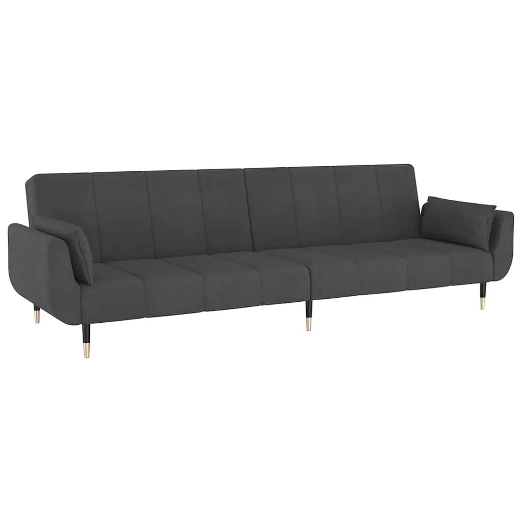 2-Seater Sofa Bed Convertible Lounger Grey Velvet Adjustable