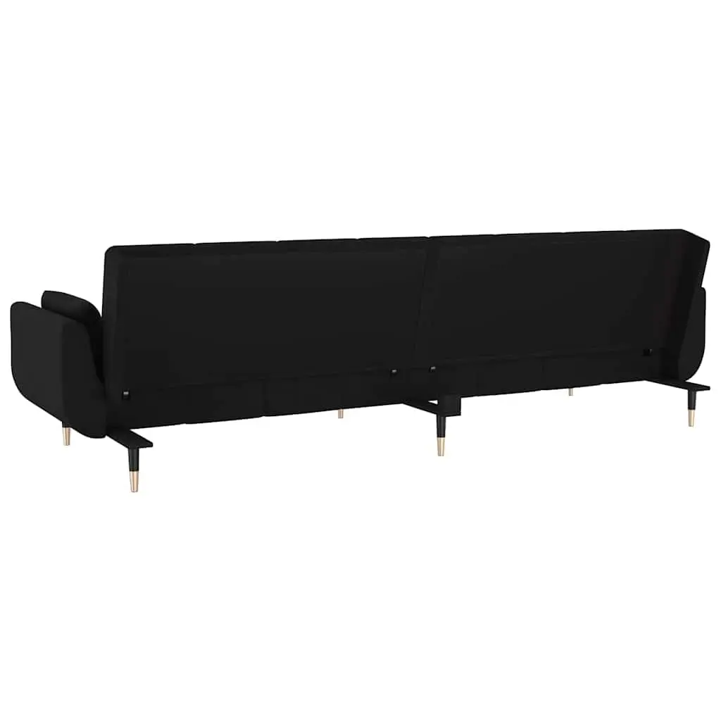 Convertible Sofa Bed with Adjustable Backrest and Pillows Black 2-Seater