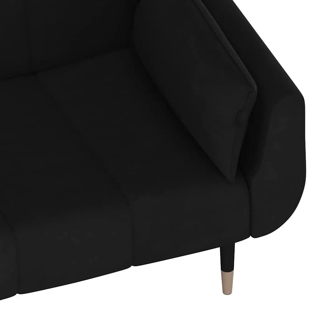 Convertible Sofa Bed with Adjustable Backrest and Pillows Black 2-Seater