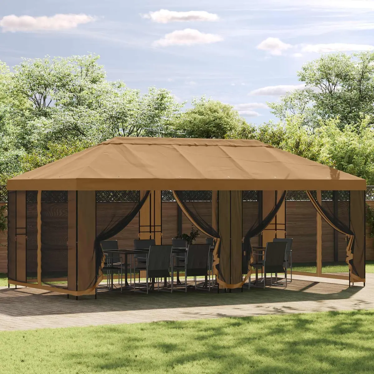 Gazebo Frame 6 x 3 m Outdoor Garden Canopy Steel Structure Black