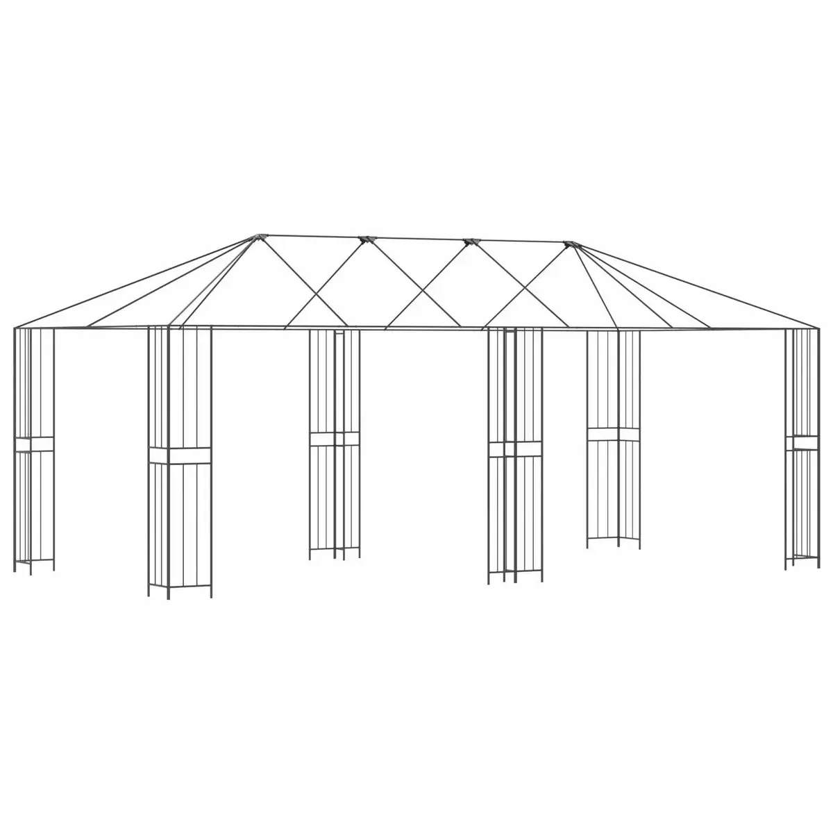 Gazebo Frame Steel Structure Black 6 x 3 m Outdoor Garden Canopy