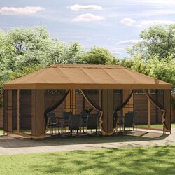 Gazebo Frame 6 x 3 m Black Steel Outdoor Garden Canopy Patio Structure