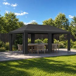 Garden Gazebo 6 x 3 m Anthracite Outdoor Canopy Steel Frame Polyester Cover