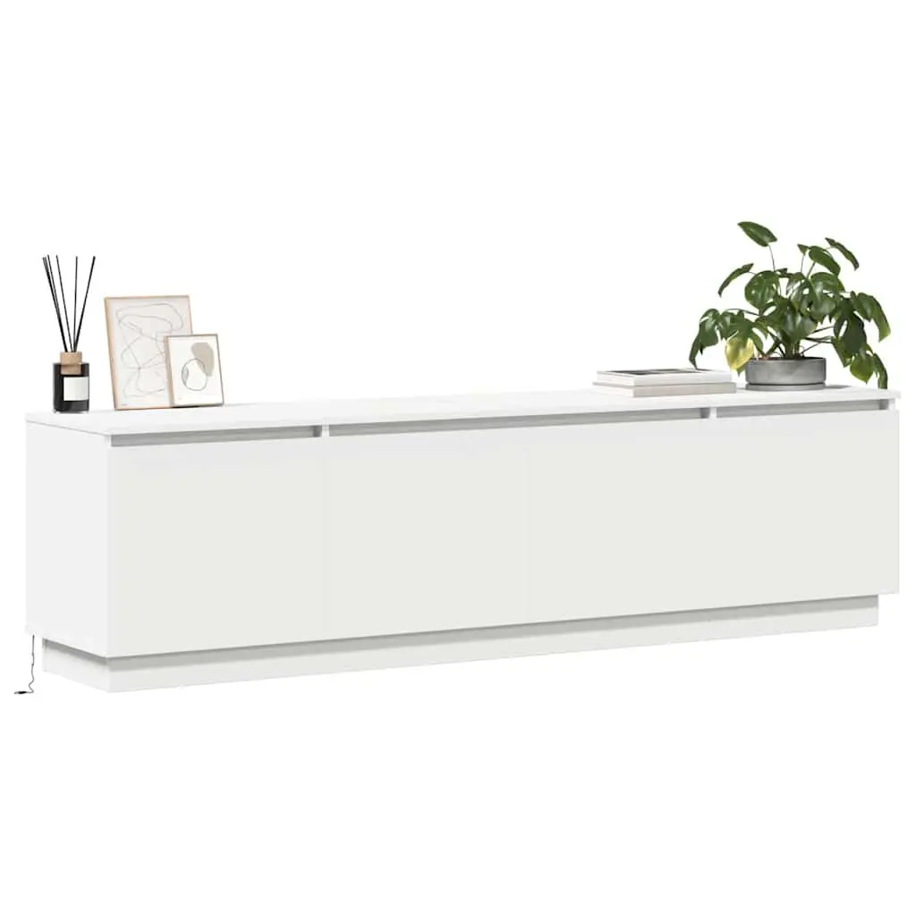 LED TV Storage Unit in White 180x38x49cm