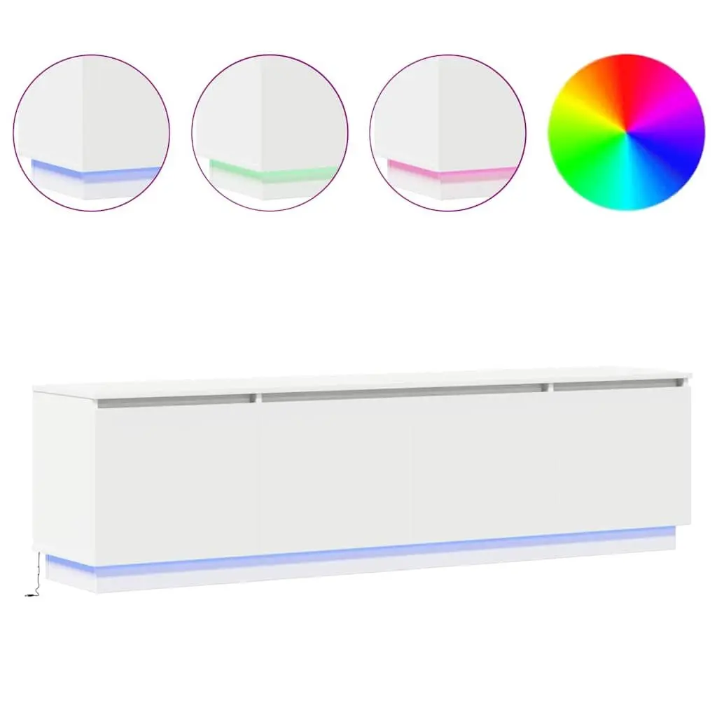 LED TV Storage Unit in White 180x38x49cm