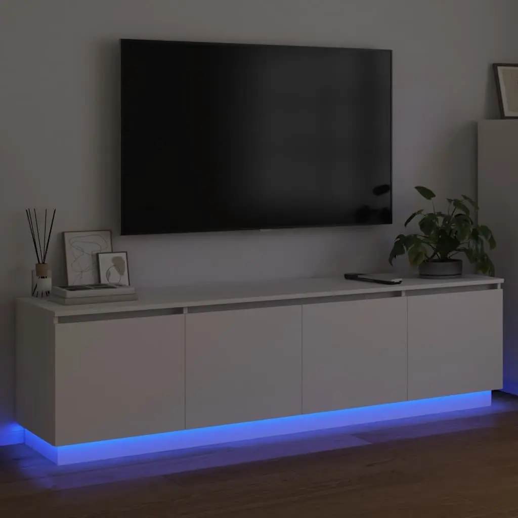 LED TV Storage Unit in White 180x38x49cm